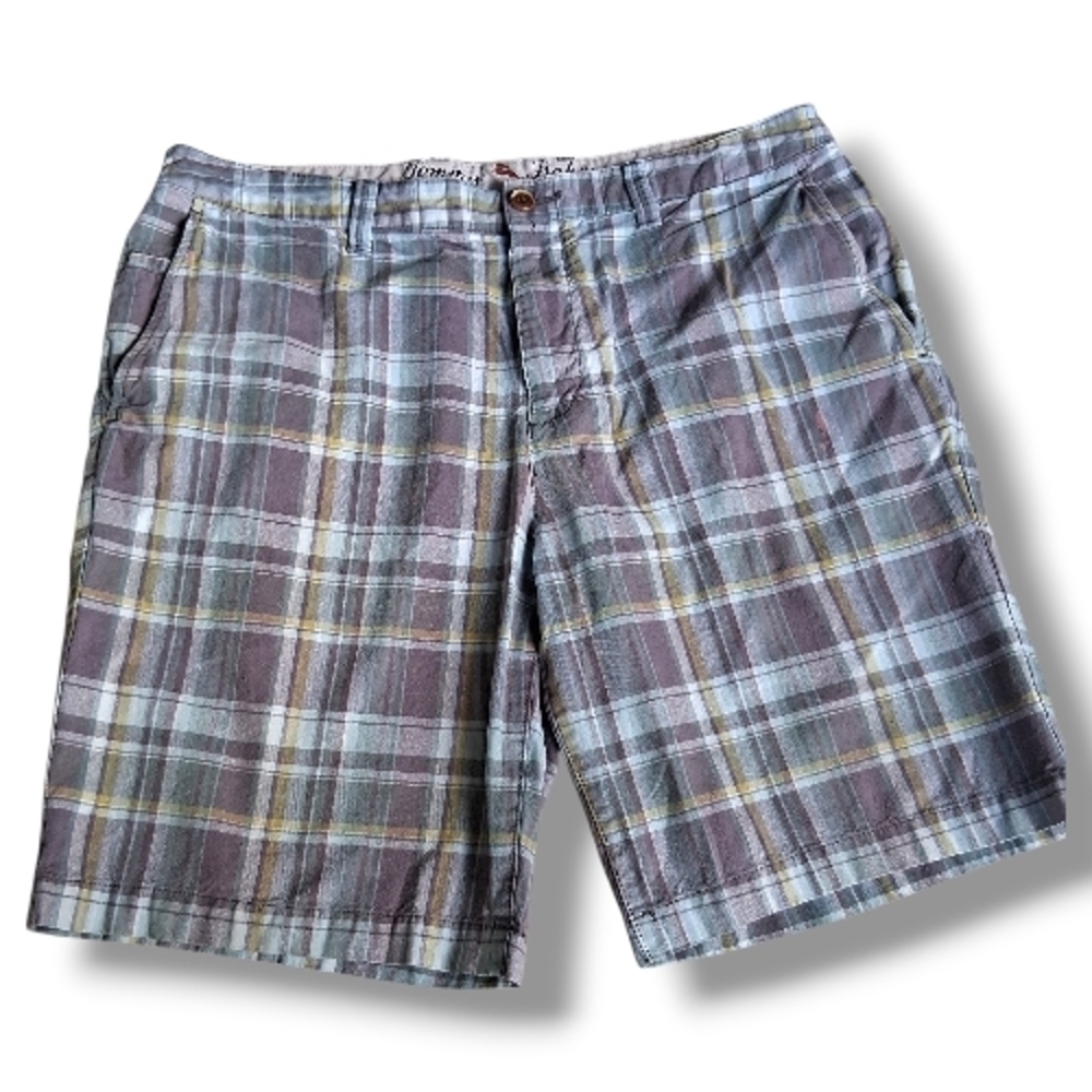 Tommy Bahama Grey & Aqua Green Bermuda Plaid Shorts Pants for Men Sz 36 - Picture 2 of 6